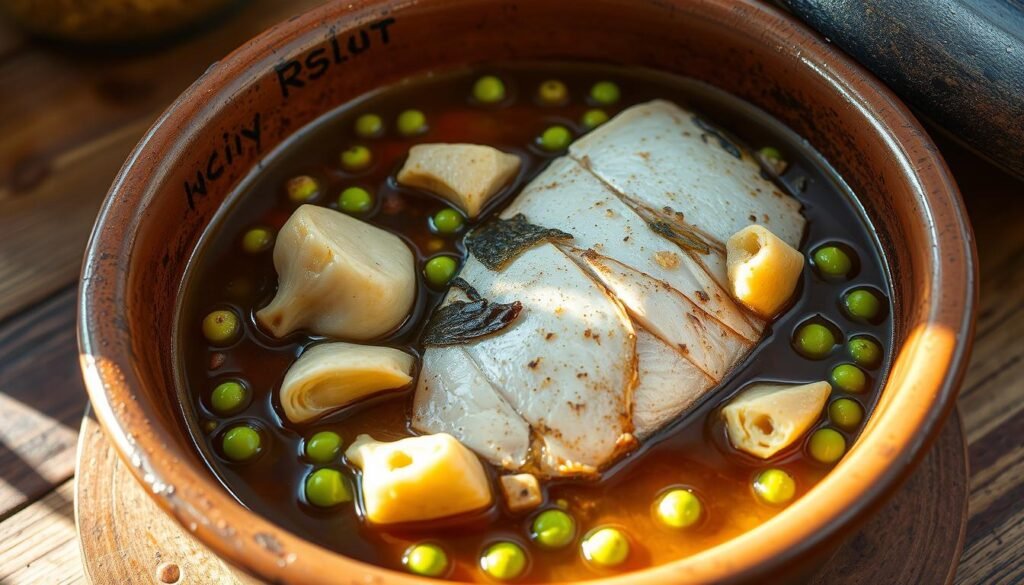 bacalao con alcachofas y guisantes