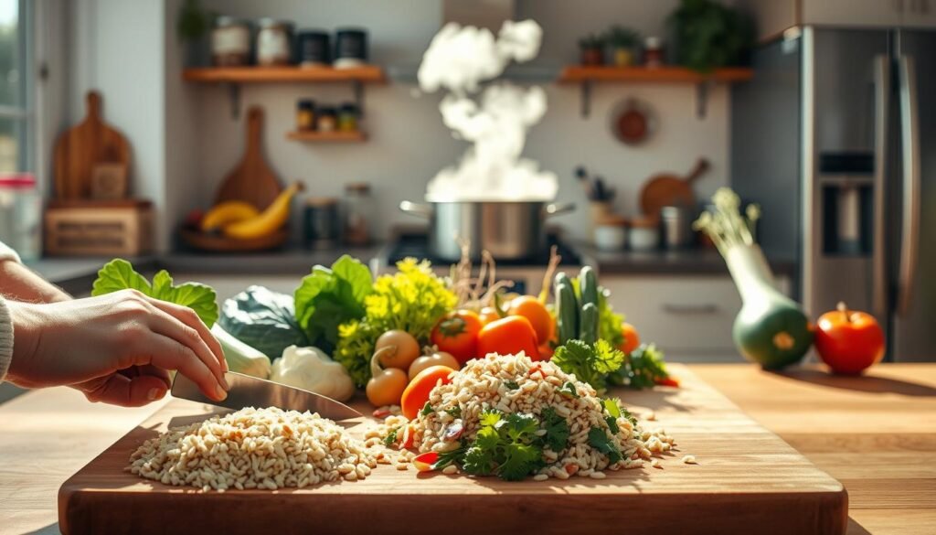 preparación de receta saludable